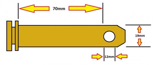 Topstangsbolt Cat 1. - 70mm