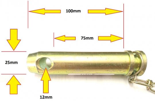Topstangsbolt Cat 1. - 76mm